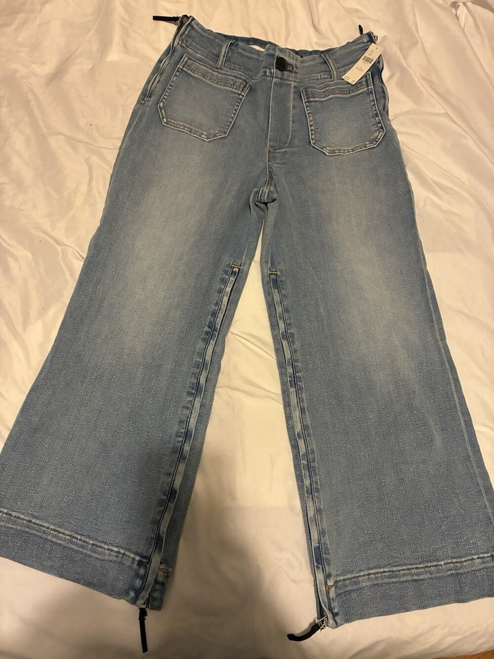The Colette Pant Wide-Leg Jeans by Maeve With Zipper Detail Sz 29